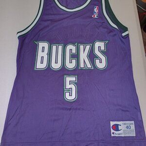 Champion Eric Murdock Milwaukee Bucks NBA Basketball Jersey Adult Medium 40